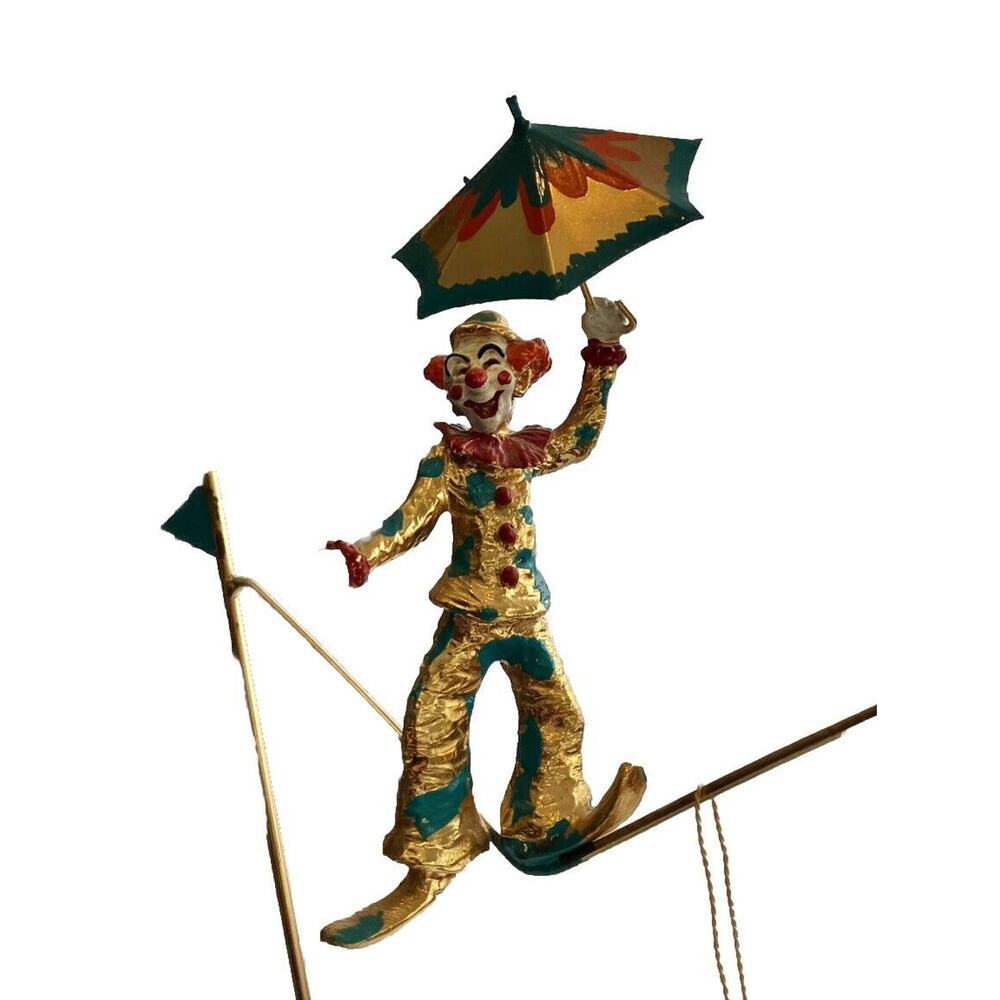 Ron Lee 1980 Clown Umbrella Tightrope Circus High Wire Gold Quartz Base Tags VTG